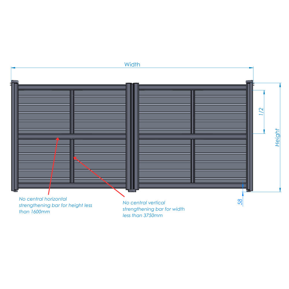 Slab Leon Louvred Slat Aluminium Swing Gates | Double Leaf specification