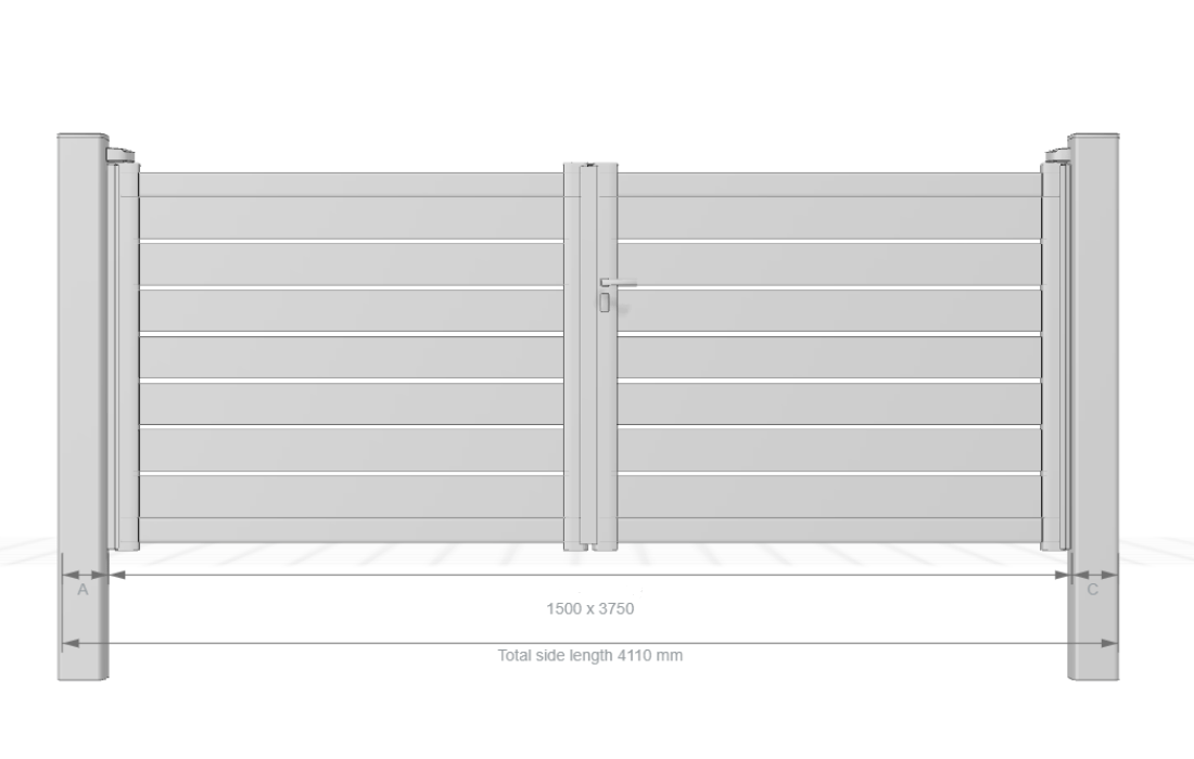 Aluminium Driveway Gates | Horizontal Slats | Double Swing | Slab Mays specification