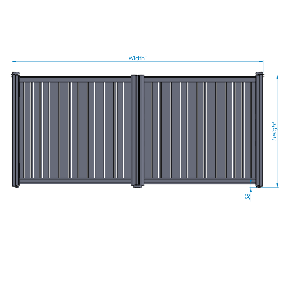 Slab Sophia Aluminium Double Gates | Modern Hinged Driveway Gates specification