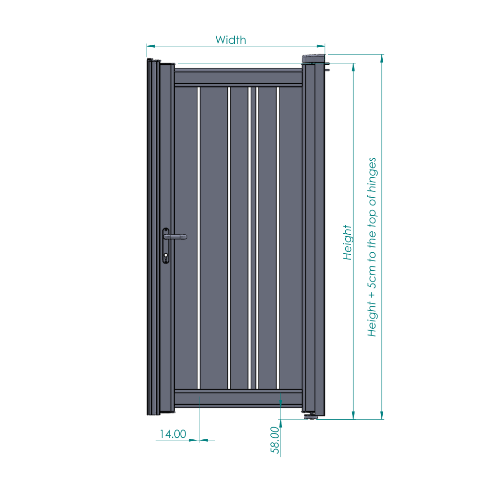 Slab Sophia Aluminium Pedestrian Gate | Modern Side Gates specification