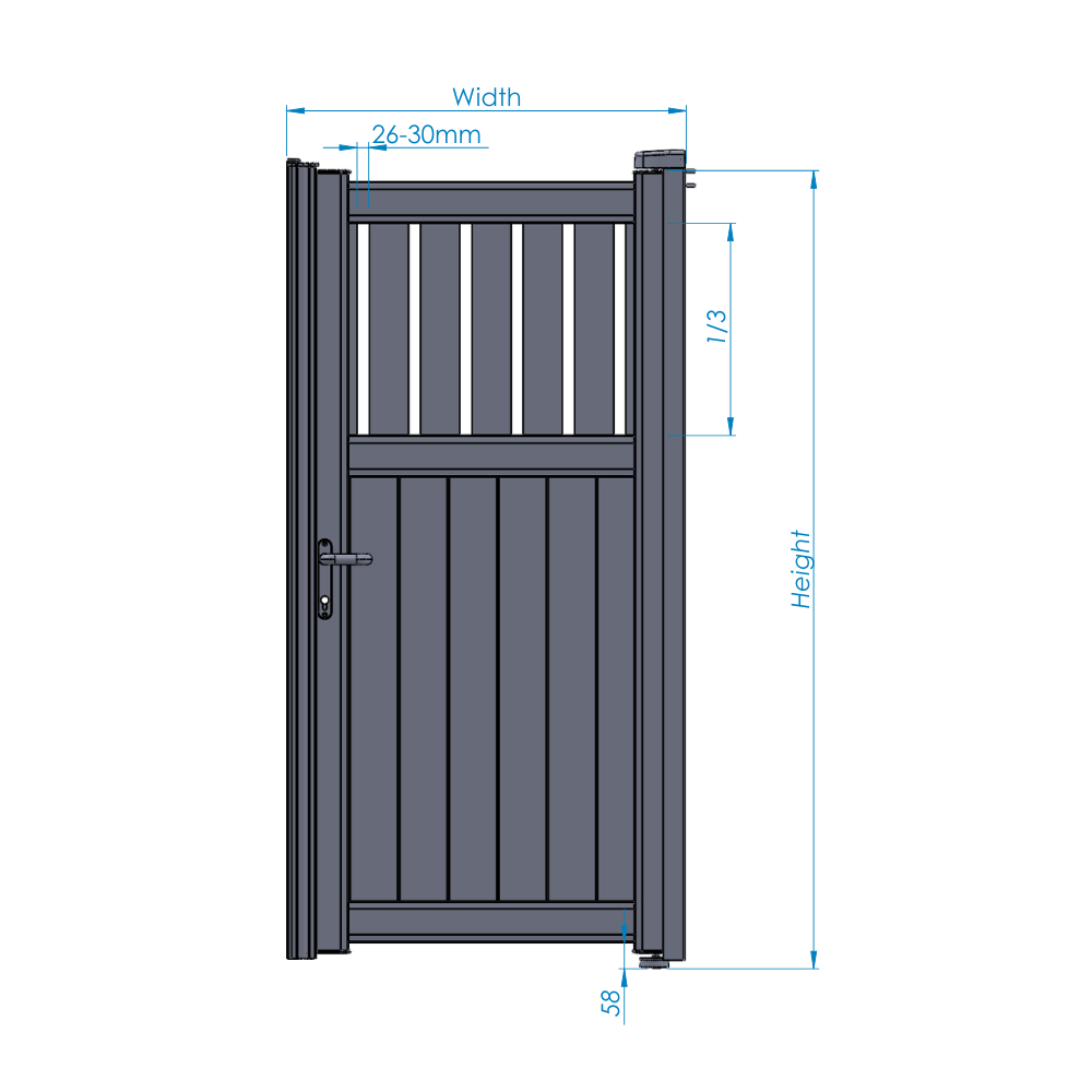 Slab Alfie Aluminium Side Gate | Pet Friendly Mixed Slat Gates specification