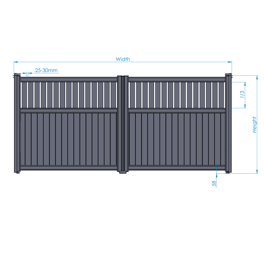 Slab Alfie Driveway Gates | Aluminium Mixed Slat Hinged Electric Gates specification