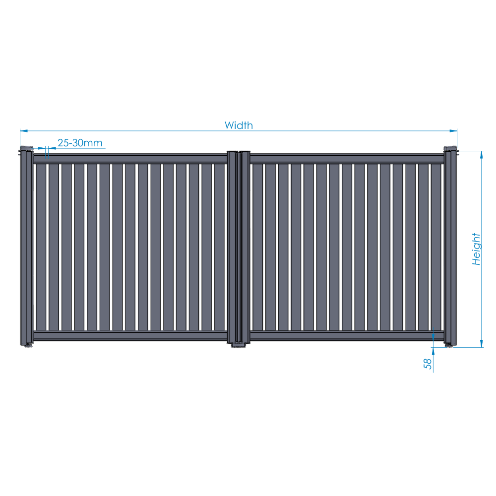 Slab Becky Aluminium Swing Gates | See Through Double Leaf Electric Gates specification