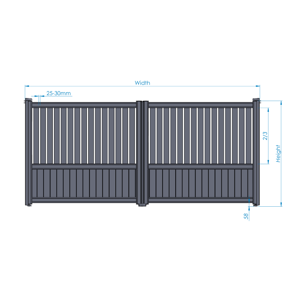 Slab Keith Driveway Gates | Aluminium Mixed Slat Hinged Electric Gates specification