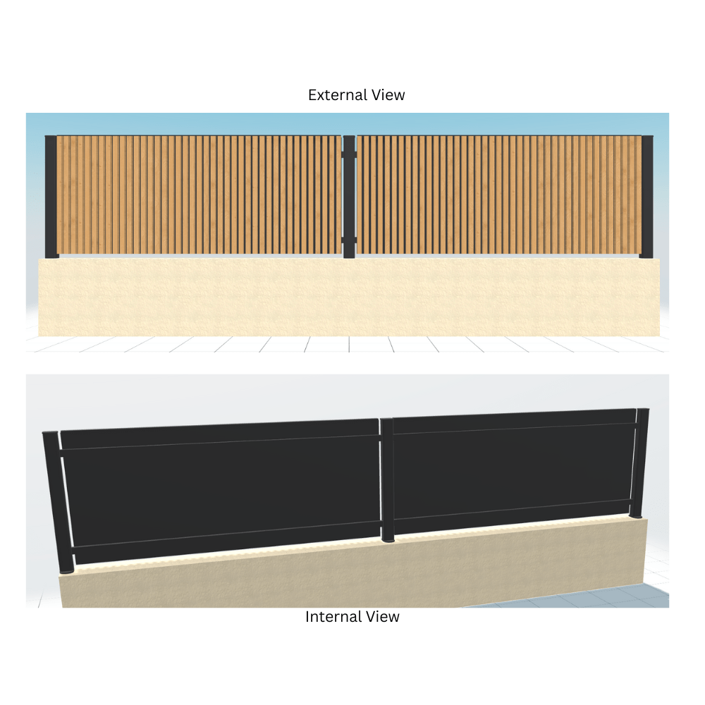 Slab Abel Contemporary Aluminium Wood Effect  Fencing | Vertical tubes | Cut To Size specification
