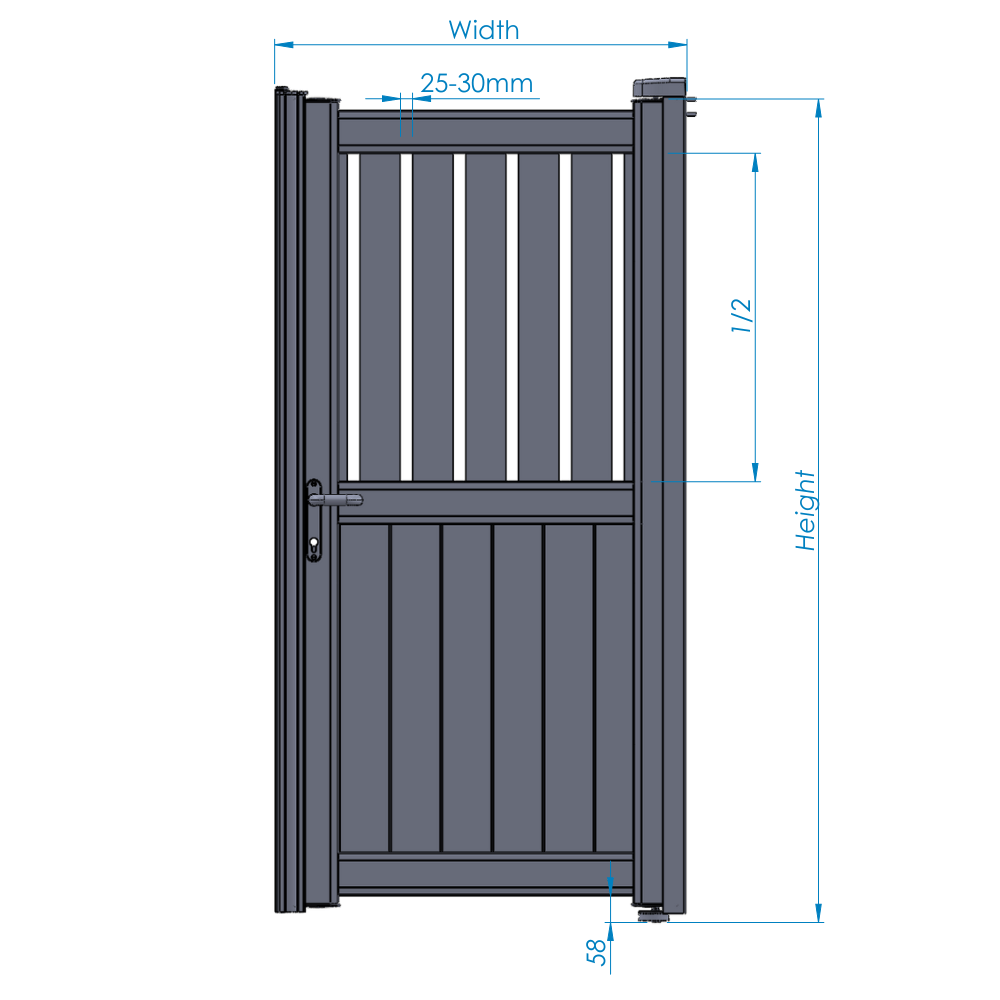 Slab Melany Aluminium Side Gate | Pet Friendly Mixed Slat Gates specification