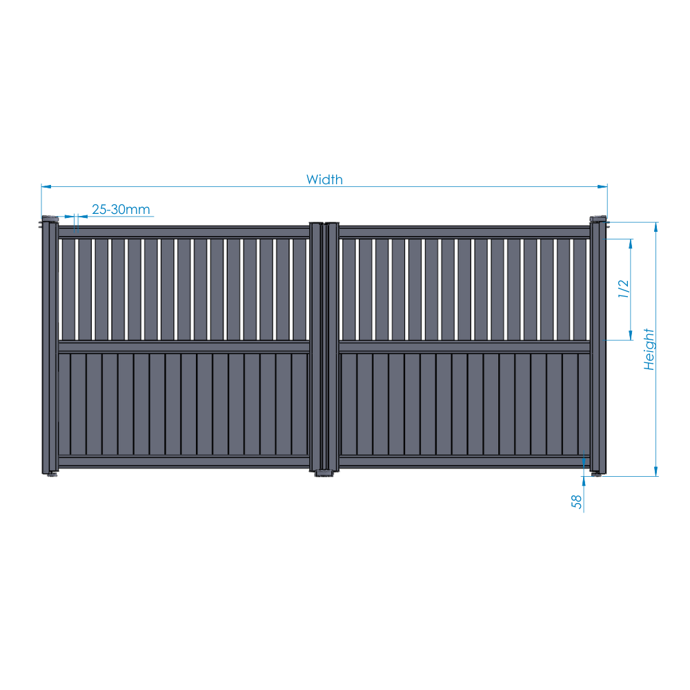 Slab Melany Driveway Gates | Aluminium Mixed Slat Hinged Electric Gates specification