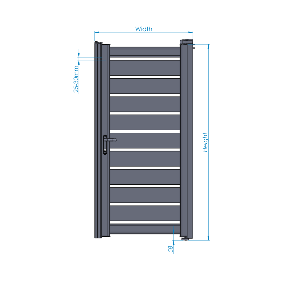 Slab Millie Wide Slatted Aluminium Side Gate | See Through  specification