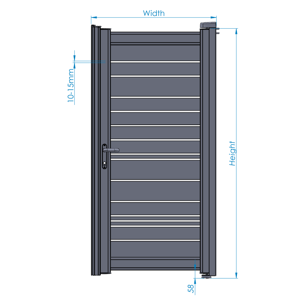 Slab Stacy Aluminium Pedestrian Gate | Modern Side Gates specification