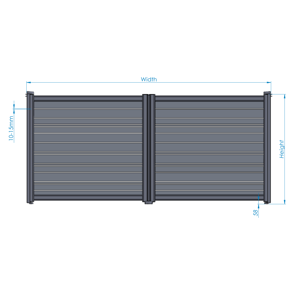 Slab Stacy Aluminium Double Gates | Modern Hinged Driveway Gates specification