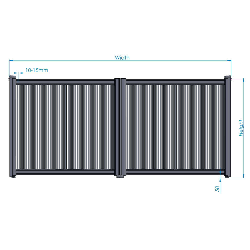Slab Tania Sleek Aluminium Swing Gates | Double Leaf specification