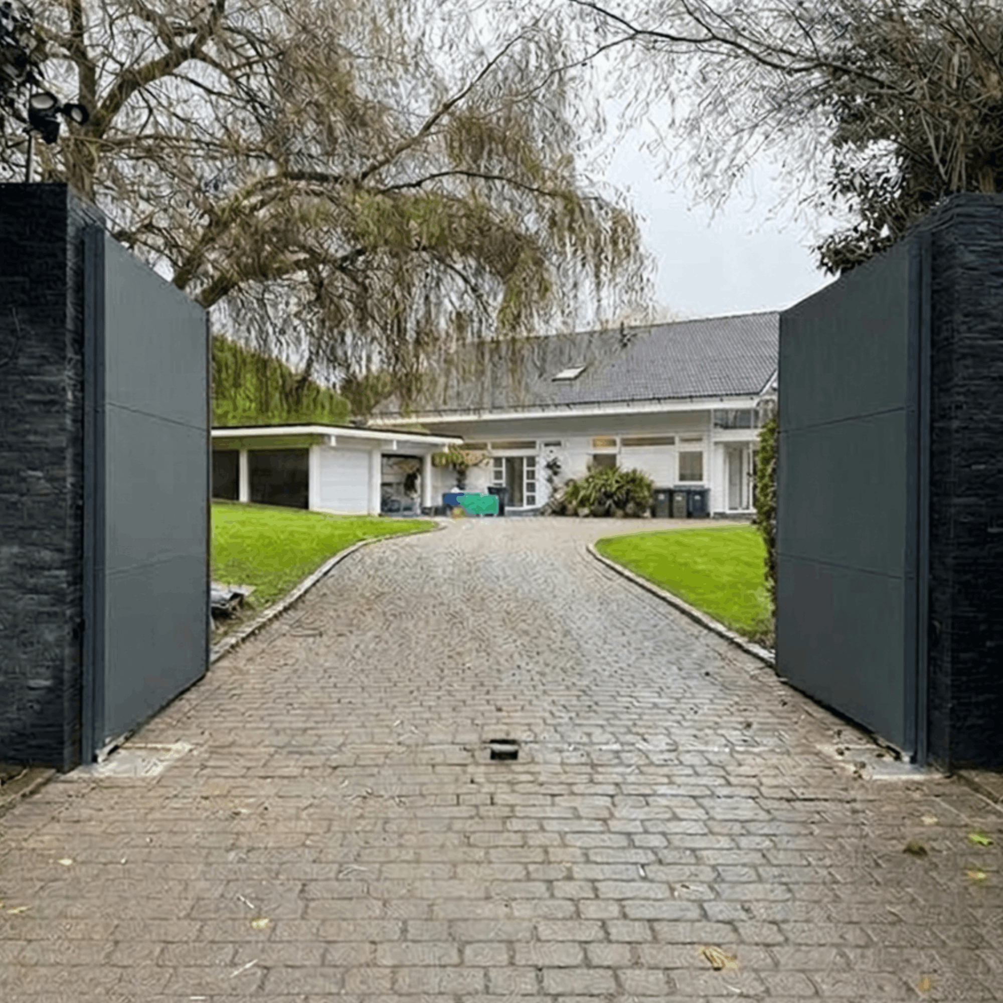 Modern aluminium gate with clean lines and powder-coated finish