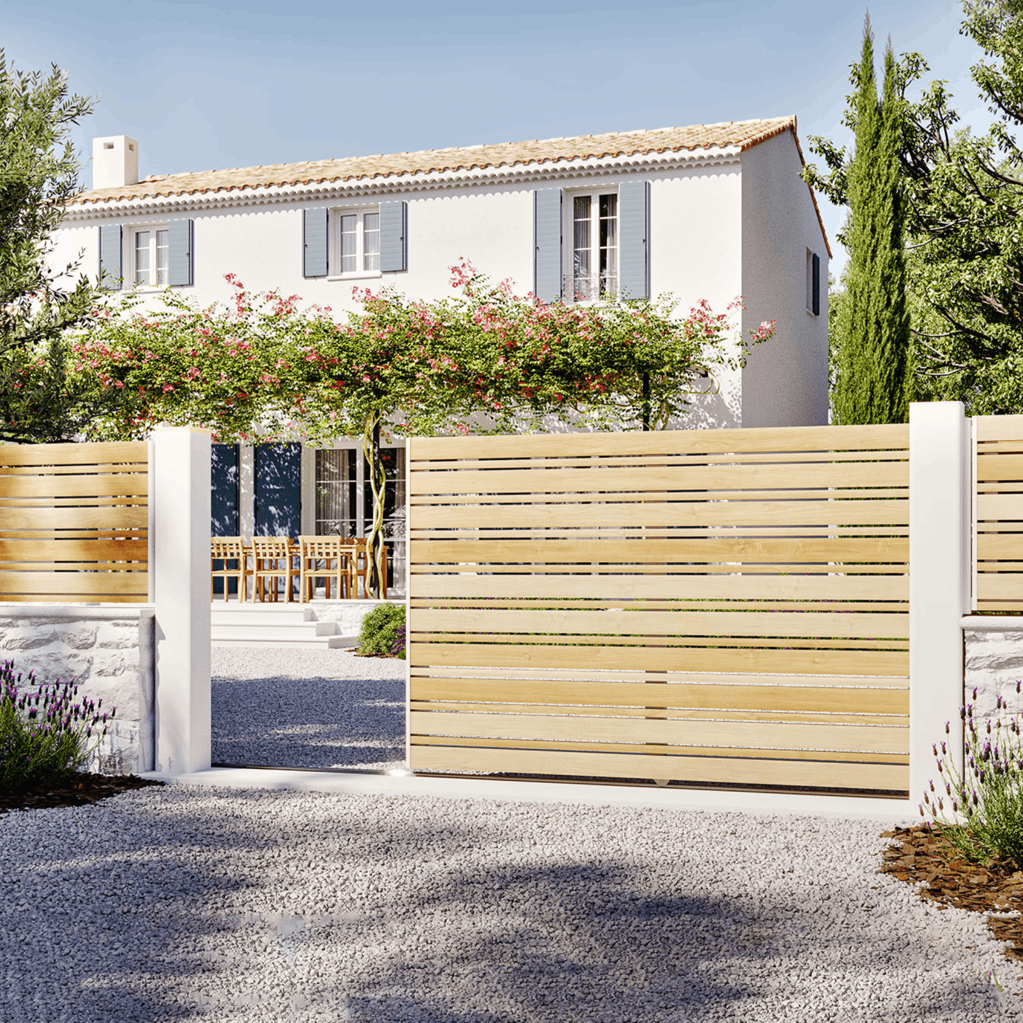3d rendered aluminium gate in white